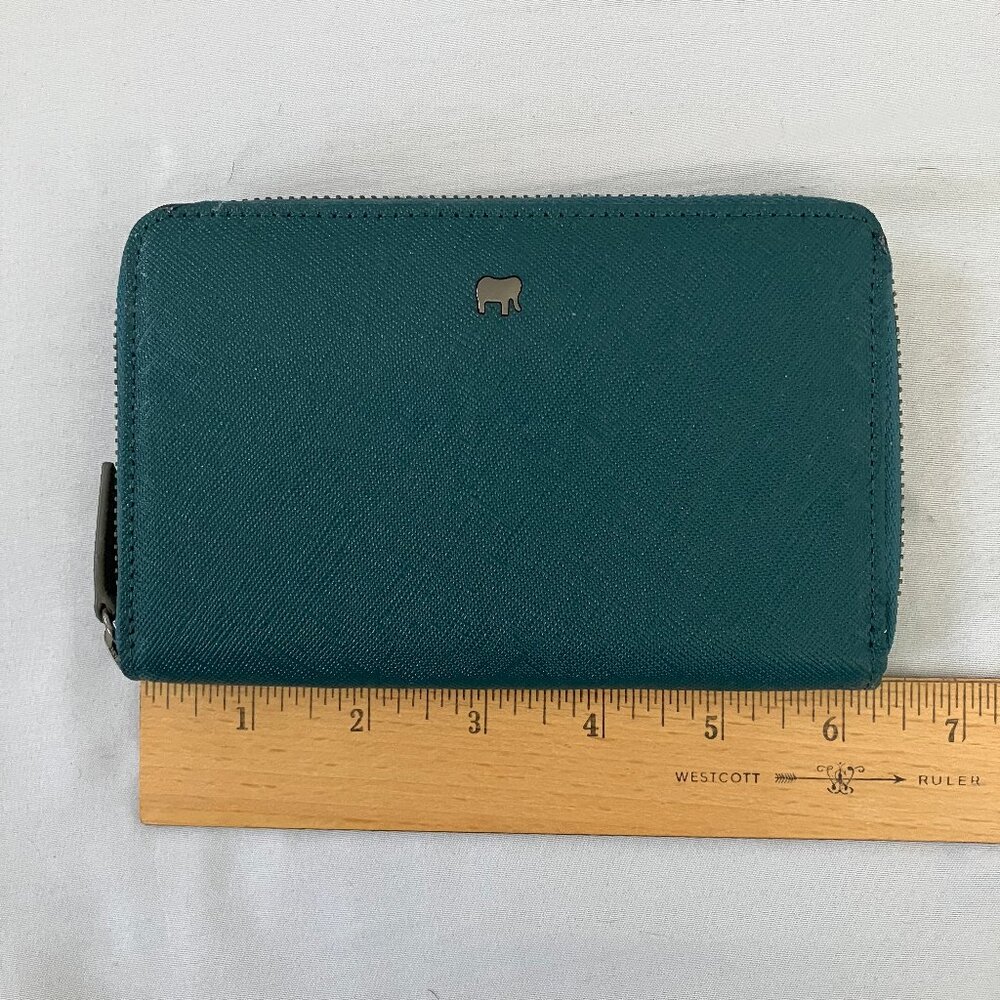 Mywalit Saffiano Leather Zip Around Wallet, RFID Protection, Teal Blue